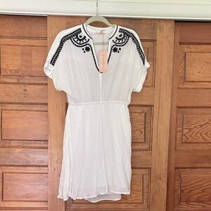 ESQUALO White Dress with Black Embroidery